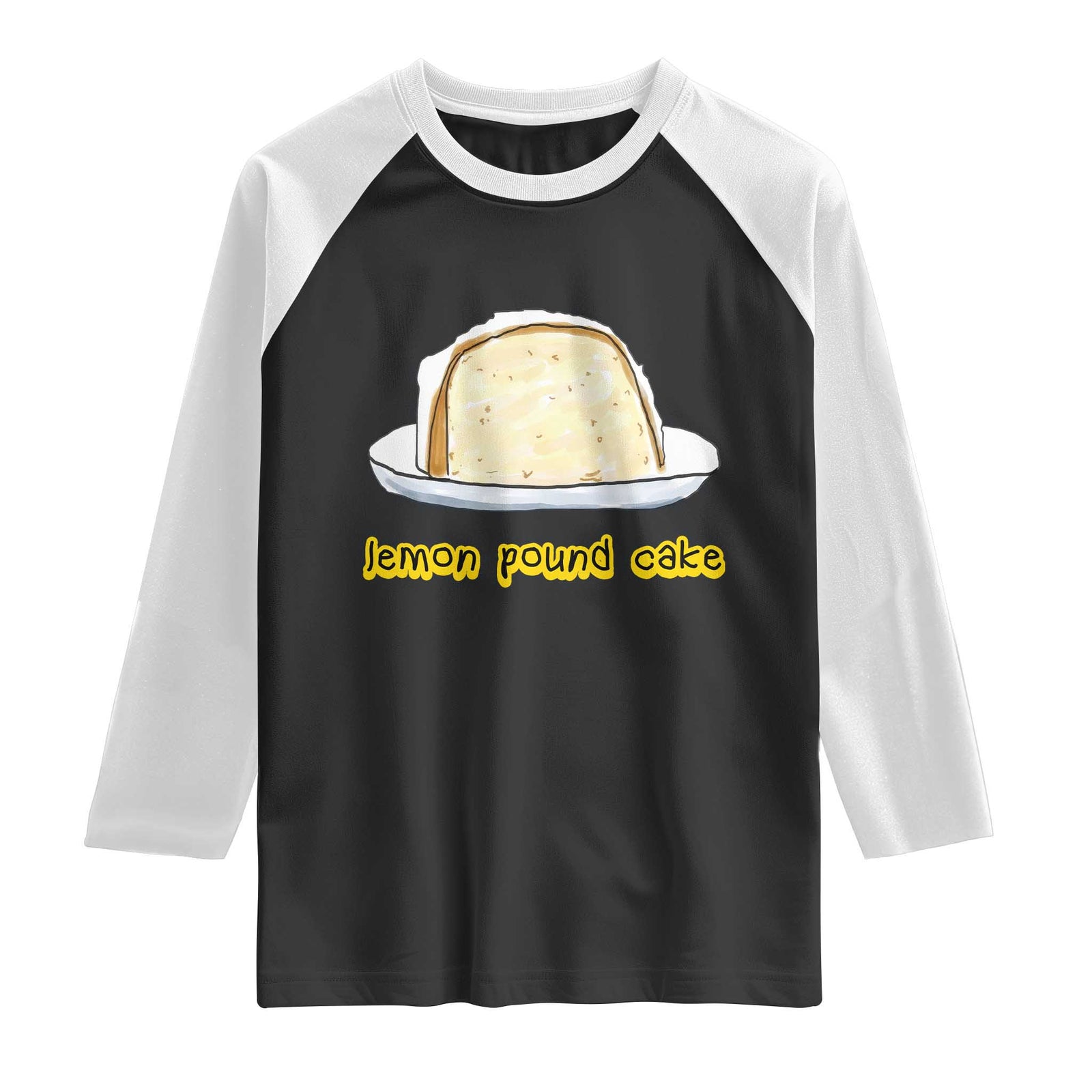 Lemon Pound Cake Funny Meme Raglan Shirt Viral Edgy Hip Hop Humor Parody Gift for Rap Fans TS02 Black White Print Your Wear