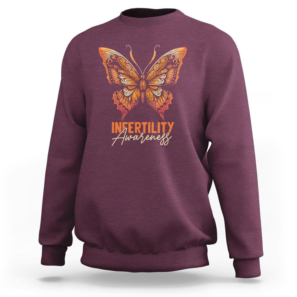 Infertility Awareness Sweatshirt IVF Orange Week Support Squad Butterfly TS02 Maroon Printyourwear