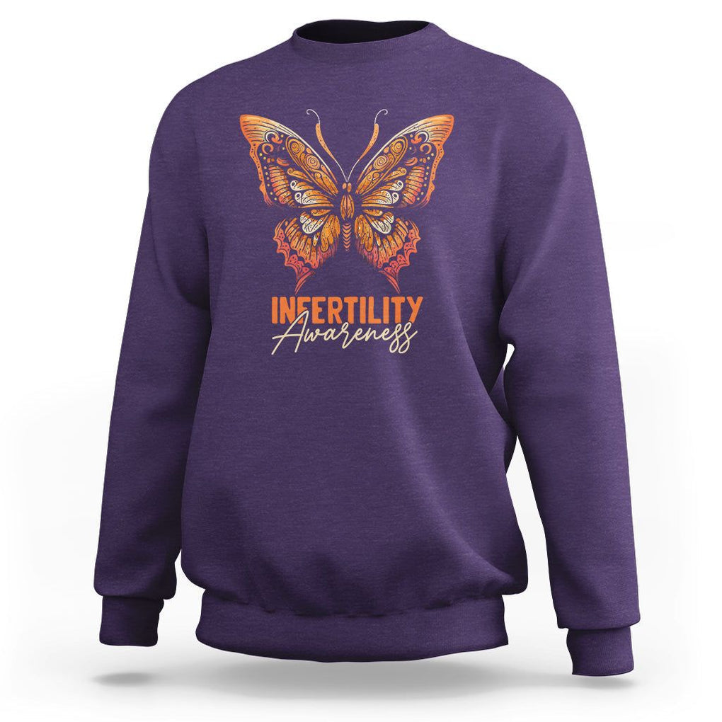 Infertility Awareness Sweatshirt IVF Orange Week Support Squad Butterfly TS02 Purple Printyourwear