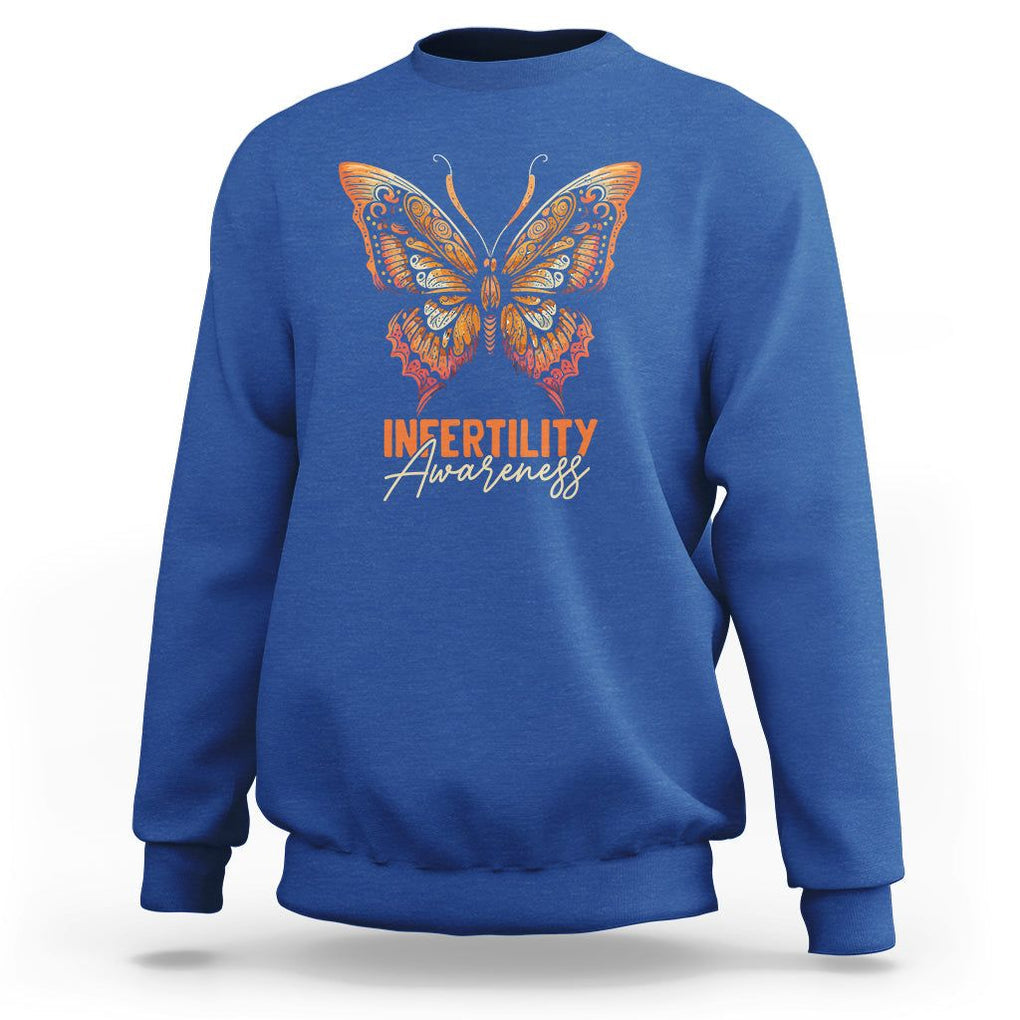 Infertility Awareness Sweatshirt IVF Orange Week Support Squad Butterfly TS02 Royal Blue Printyourwear