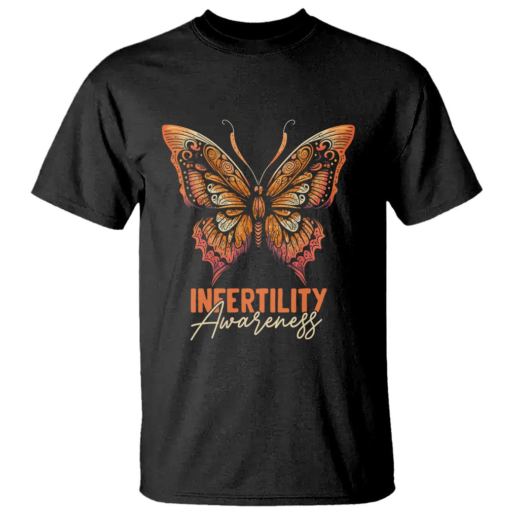 Infertility Awareness T Shirt IVF Orange Week Support Squad Butterfly TS02 Black Printyourwear