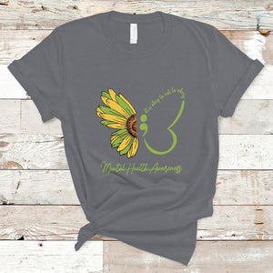 Mental Health Matters T Shirt Mental Health Awareness Butterfly Its Okay To Not Be Okay TS02 Charcoal Printyourwear