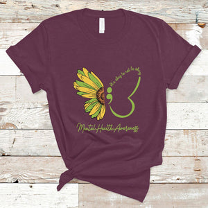 Mental Health Matters T Shirt Mental Health Awareness Butterfly Its Okay To Not Be Okay TS02 Maroon Printyourwear