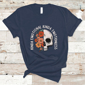 Mental Health Matters T Shirt Kinda Emotional Kinda Emotionless Floral Skull Inspirational TS02 Navy Printyourwear