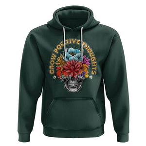 Mental Health Matters Hoodie Grow Positive Thoughts Mental Health Awareness Groovy Retro Floral Skull With Flowers TS02 Dark Forest Green Printyourwear