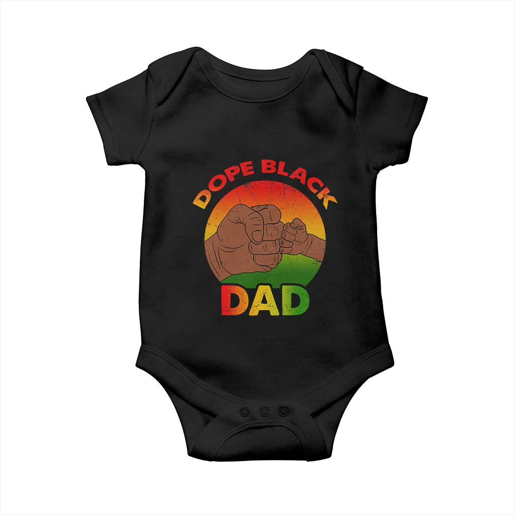 Dope Black Dad Baby Onesie Fist Bump Retro Vintage Father's Day Gift TS02 Black Print Your Wear