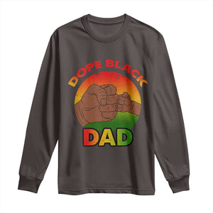 Dope Black Dad Long Sleeve Shirt Fist Bump Retro Vintage Father's Day Gift TS02 Dark Chocolate Print Your Wear