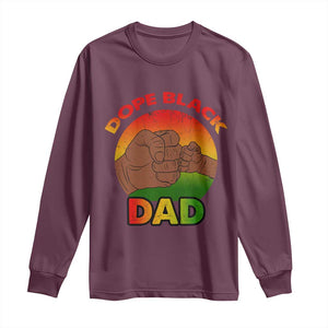 Dope Black Dad Long Sleeve Shirt Fist Bump Retro Vintage Father's Day Gift TS02 Maroon Print Your Wear