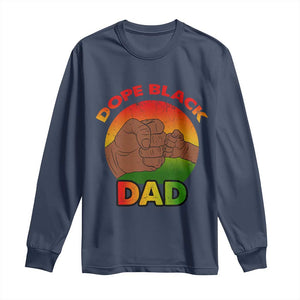 Dope Black Dad Long Sleeve Shirt Fist Bump Retro Vintage Father's Day Gift TS02 Navy Print Your Wear