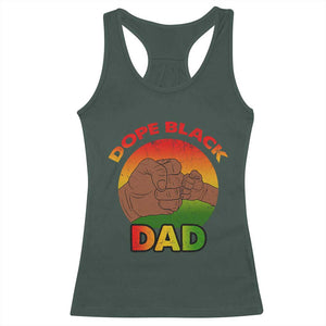 Dope Black Dad Racerback Tank Top Fist Bump Retro Vintage Father's Day Gift TS02 Dark Forest Green Print Your Wear