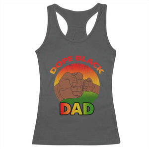 Dope Black Dad Racerback Tank Top Fist Bump Retro Vintage Father's Day Gift TS02 Dark Heather Print Your Wear