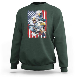 Patriotic American Eagle Sweatshirt US Flag US Pride Patriotic Spirit TS02 Dark Forest Green Print Your Wear