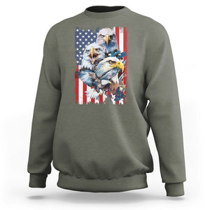 Patriotic American Eagle Sweatshirt US Flag US Pride Patriotic Spirit TS02 Military Green Print Your Wear