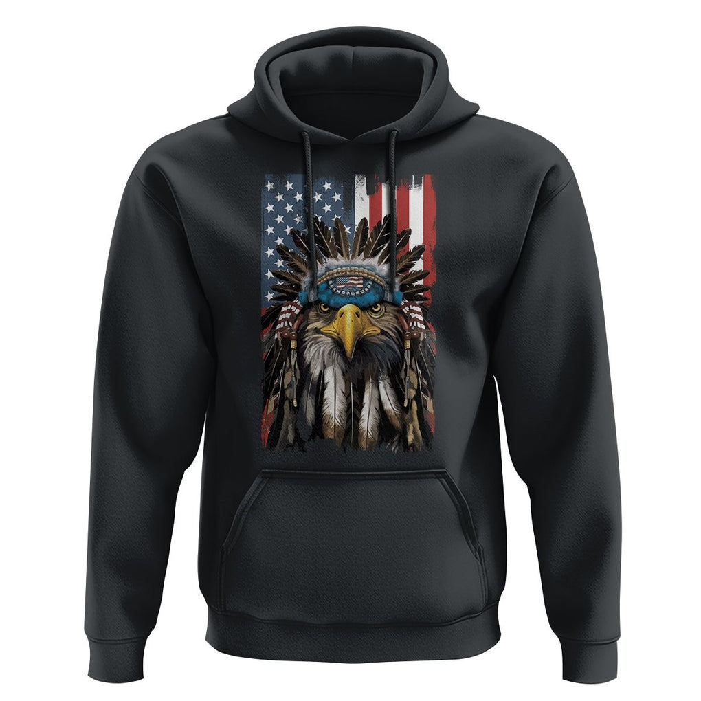 Native American Eagle Hoodie Patriotic US Flag 4th of July TS02 Black Print Your Wear