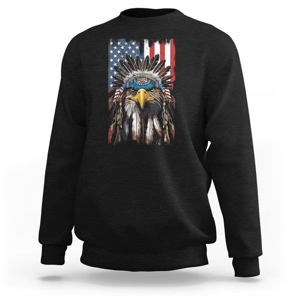 Native American Eagle Sweatshirt Patriotic US Flag 4th of July TS02 Black Print Your Wear