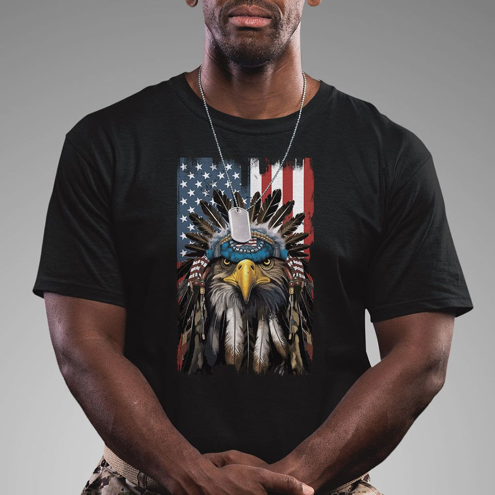 Native American Eagle T Shirt Patriotic US Flag 4th of July TS02 Black Print Your Wear