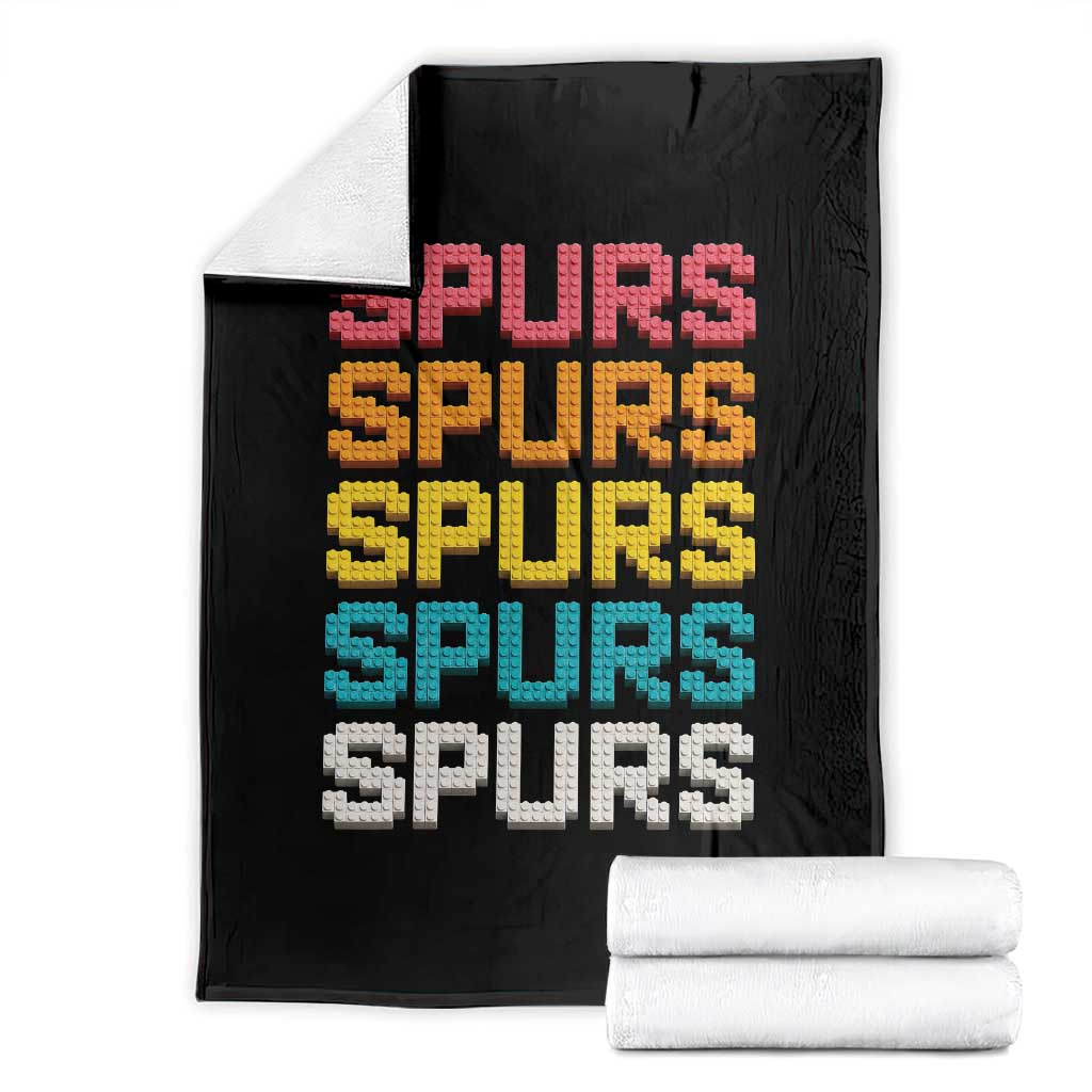 Retro Stacked Block Spurs Name Colorful Toy Brick Throw Blanket for Sports Fan TS02 Black Print Your Wear