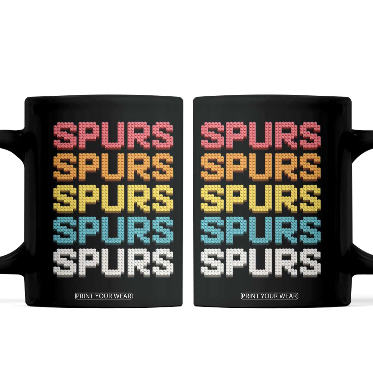 Retro Stacked Block Spurs Name Colorful Toy Brick Coffee Mug for Sports Fan TS02 Black Print Your Wear