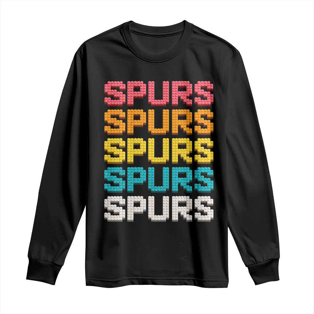 Retro Stacked Block Spurs Name Colorful Toy Brick Long Sleeve Shirt for Sports Fan TS02 Black Print Your Wear