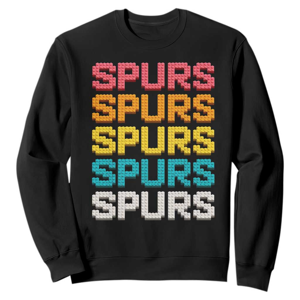Retro Stacked Block Spurs Name Colorful Toy Brick Sweatshirt for Sports Fan TS02 Black Print Your Wear