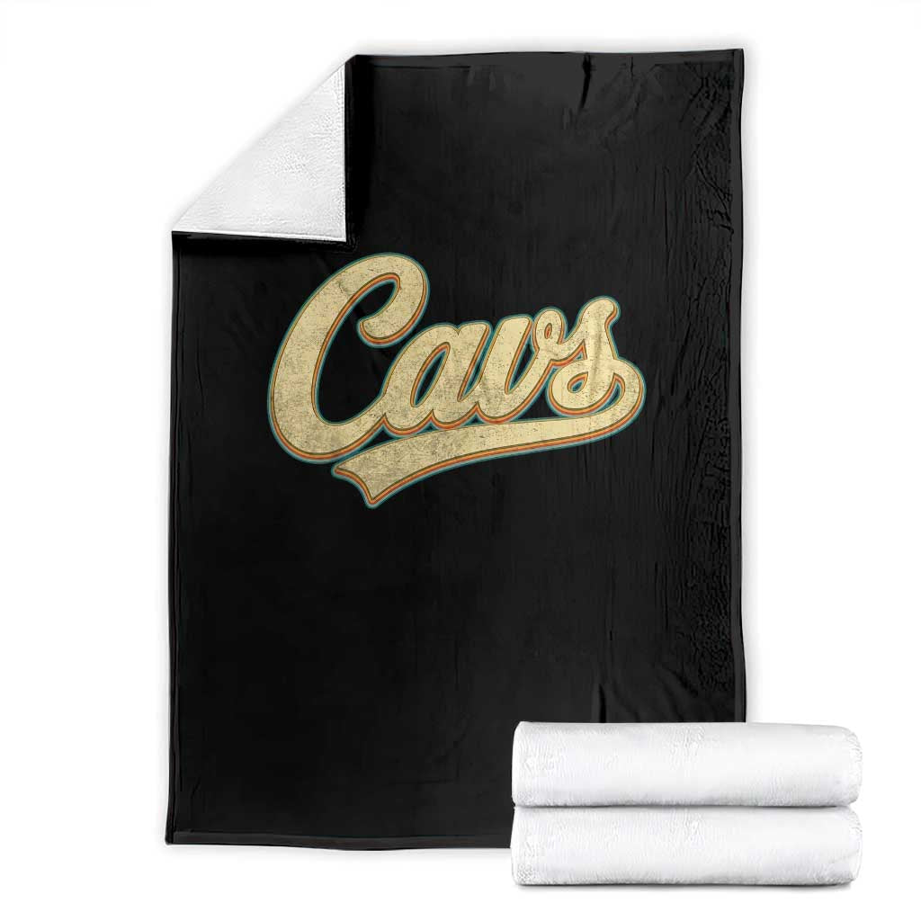 Vintage Cavs Name Script Throw Blanket for Sports Fan TS02 Black Print Your Wear