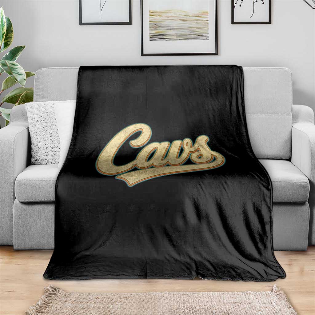 Vintage Cavs Name Script Throw Blanket for Sports Fan TS02 Print Your Wear