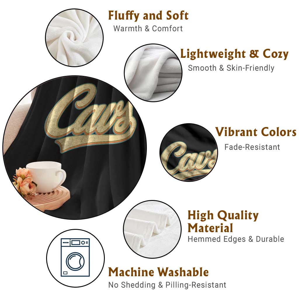 Vintage Cavs Name Script Throw Blanket for Sports Fan TS02 Print Your Wear