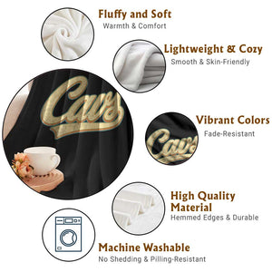 Vintage Cavs Name Script Throw Blanket for Sports Fan TS02 Print Your Wear