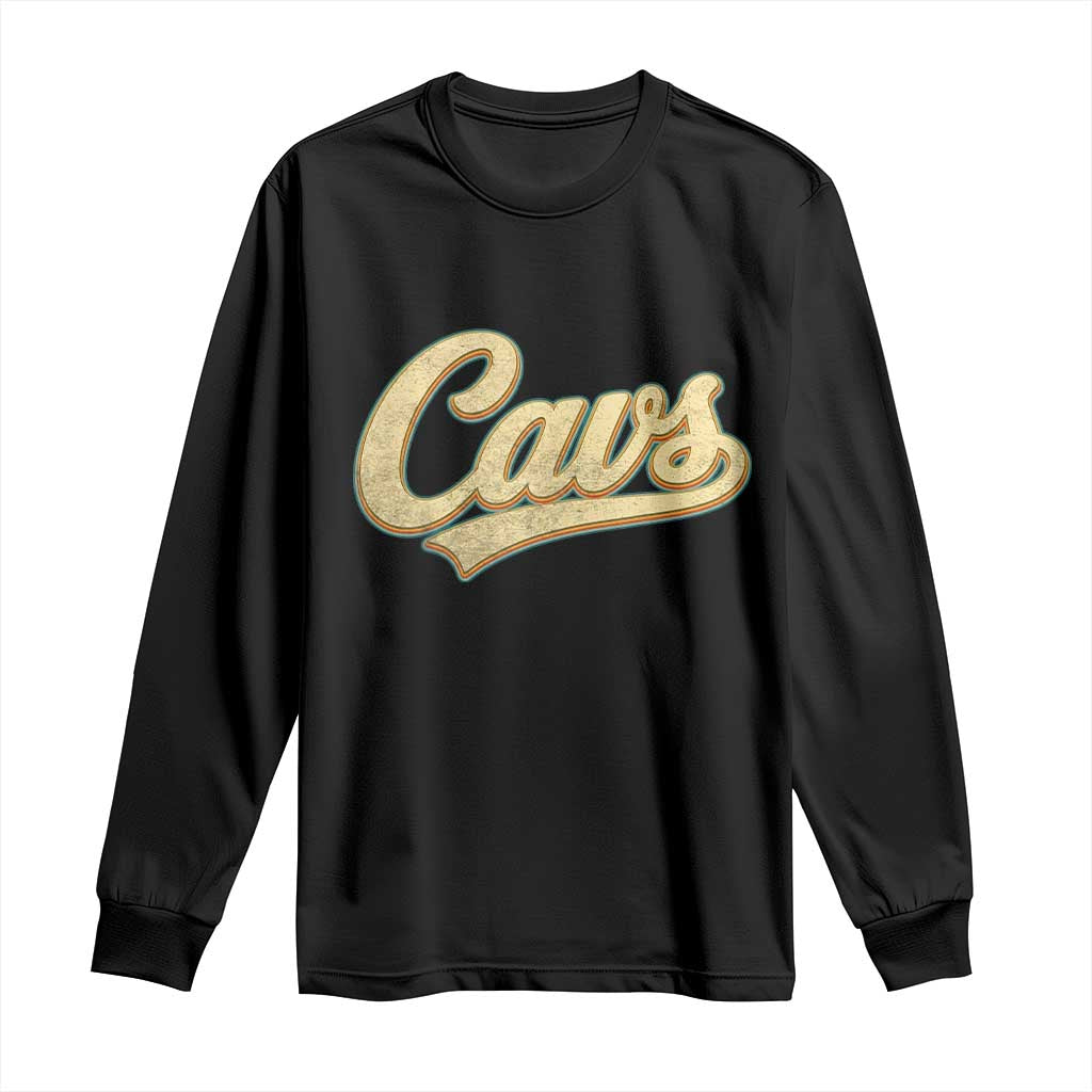 Vintage Cavs Name Script Long Sleeve Shirt for Sports Fan TS02 Black Print Your Wear