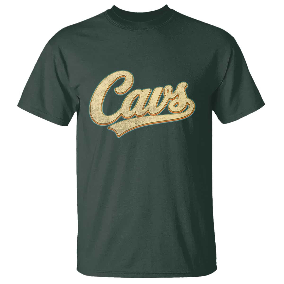 Vintage Cavs Name Script T Shirt for Sports Fan TS02 Dark Forest Green Print Your Wear