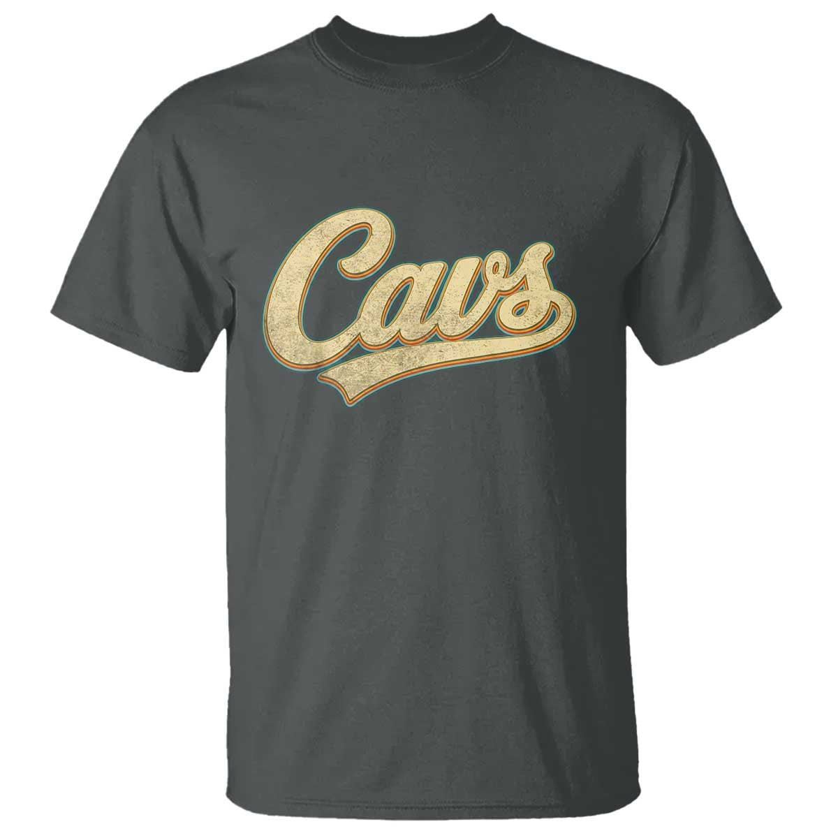 Vintage Cavs Name Script T Shirt for Sports Fan TS02 Dark Heather Print Your Wear