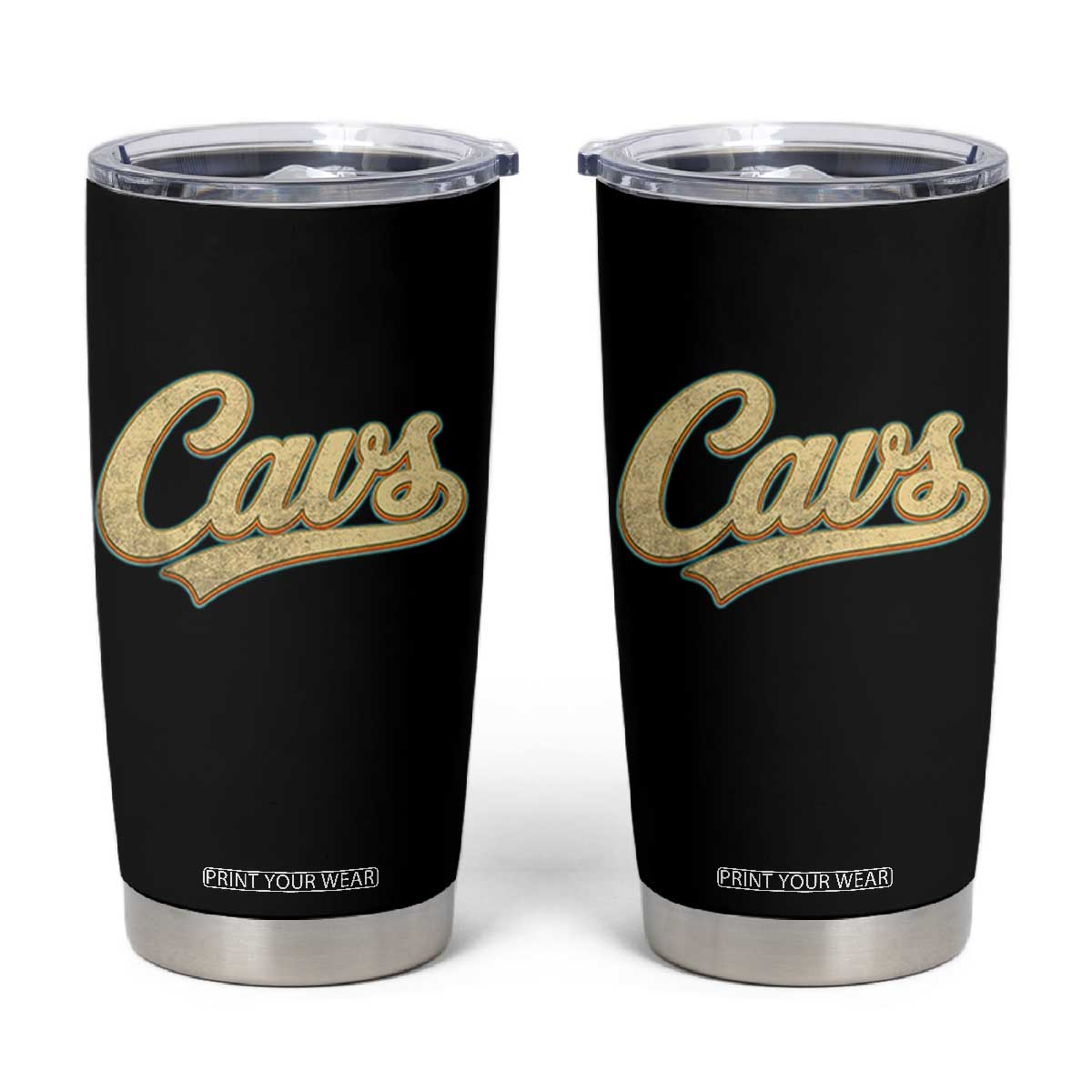Vintage Cavs Name Script Tumbler Cup for Sports Fan TS02 Black Print Your Wear