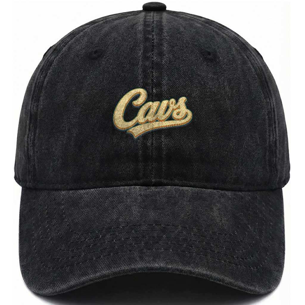 Vintage Cavs Name Script Washed Cotton Baseball Cap for Sports Fan TS02 Print Your Wear