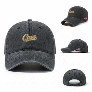 Vintage Cavs Name Script Washed Cotton Baseball Cap for Sports Fan TS02 Washed Cap Universal Fit Dark Gray Print Your Wear