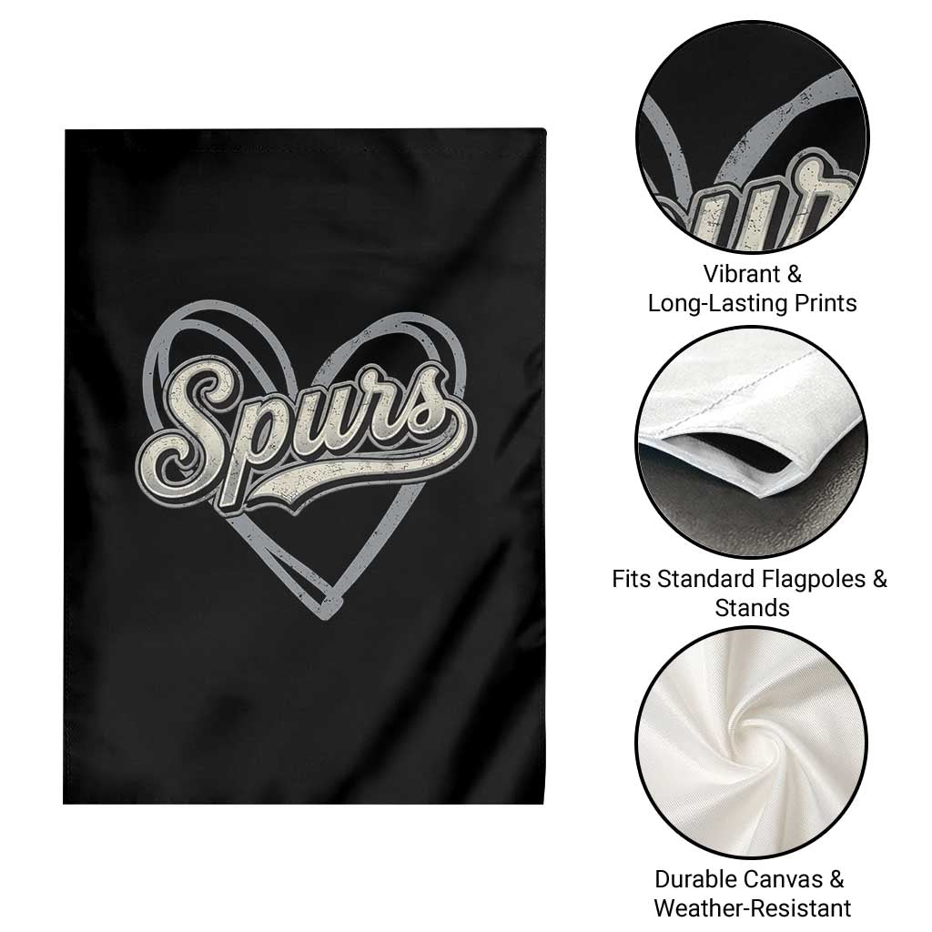Vintage Spurs Name Script Heart Garden Flag for Sports Fan TS02 Print Your Wear