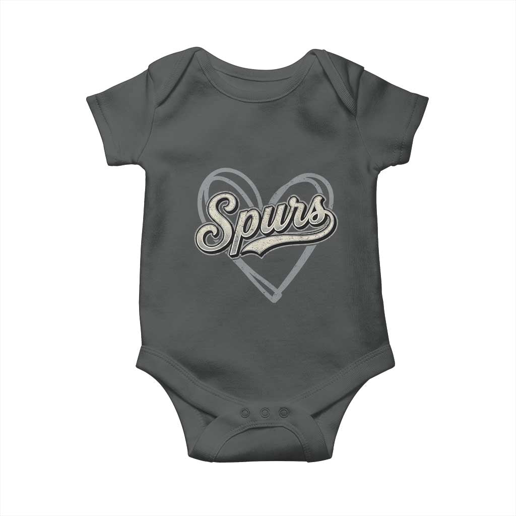 Vintage Spurs Name Script Heart Baby Onesie for Sports Fan TS02 Dark Heather Print Your Wear