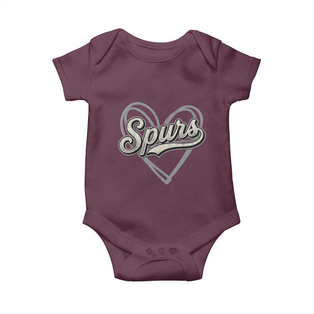 Vintage Spurs Name Script Heart Baby Onesie for Sports Fan TS02 Maroon Print Your Wear