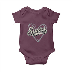 Vintage Spurs Name Script Heart Baby Onesie for Sports Fan TS02 Maroon Print Your Wear