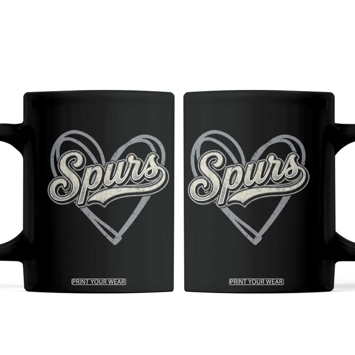 Vintage Spurs Name Script Heart Coffee Mug for Sports Fan TS02 Black Print Your Wear