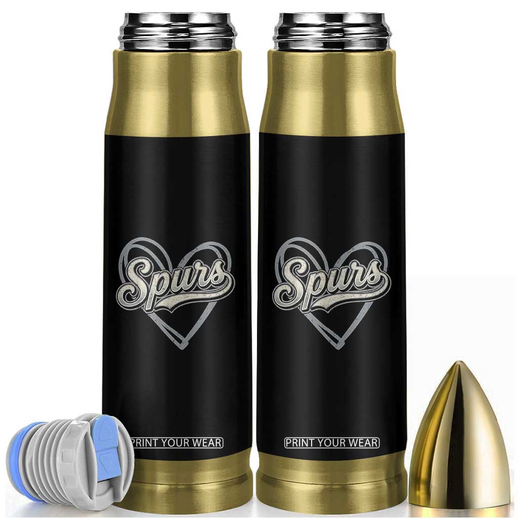 Vintage Spurs Name Script Heart Bullet Tumbler for Sports Fan TS02 Black Print Your Wear