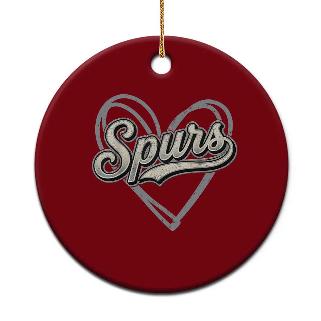 Vintage Spurs Name Script Heart Ceramic Ornament for Sports Fan TS02 1pc Red Print Your Wear