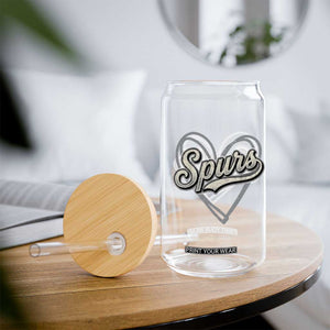 Vintage Spurs Name Script Heart Glass Can for Sports Fan TS02 Print Your Wear