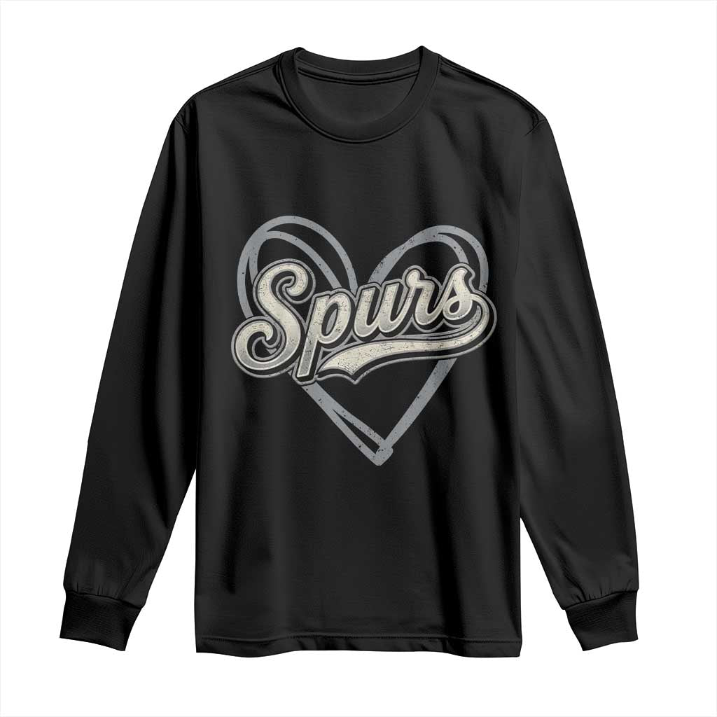 Vintage Spurs Name Script Heart Long Sleeve Shirt for Sports Fan TS02 Black Print Your Wear