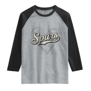 Vintage Spurs Name Script Heart Raglan Shirt for Sports Fan TS02 Heather Gray Black Print Your Wear