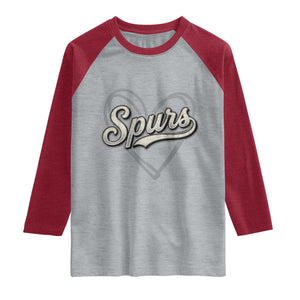 Vintage Spurs Name Script Heart Raglan Shirt for Sports Fan TS02 Heather Gray Heather Red Print Your Wear