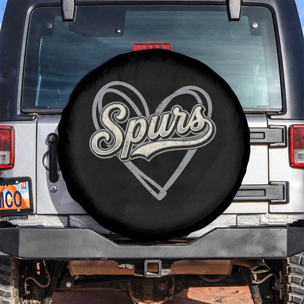 Vintage Spurs Name Script Heart Spare Tire Cover for Sports Fan TS02 No hole Black Print Your Wear