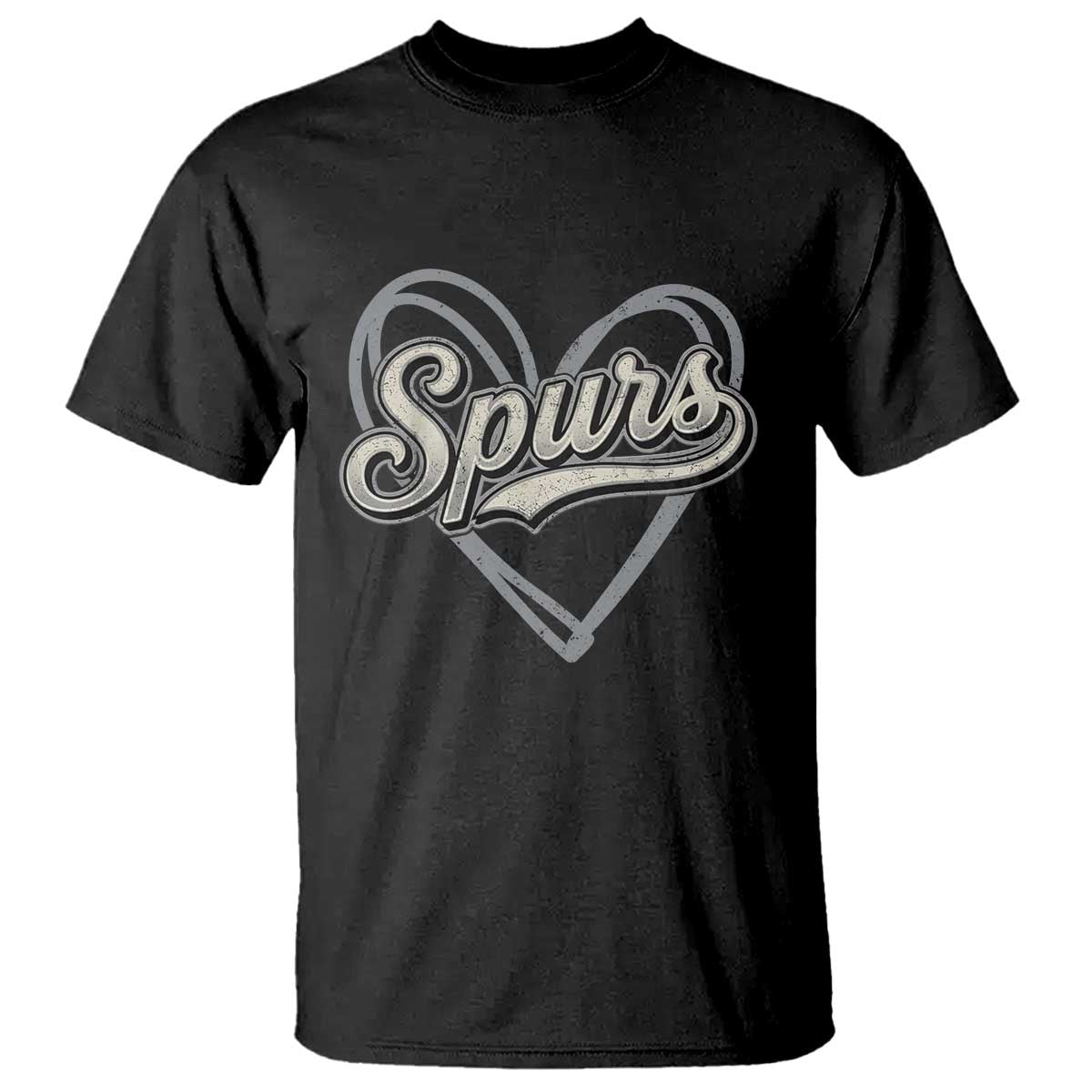 Vintage Spurs Name Script Heart T Shirt for Sports Fan TS02 Black Print Your Wear