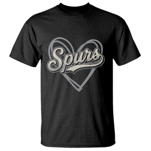 Vintage Spurs Name Script Heart T Shirt for Sports Fan TS02 Black Print Your Wear