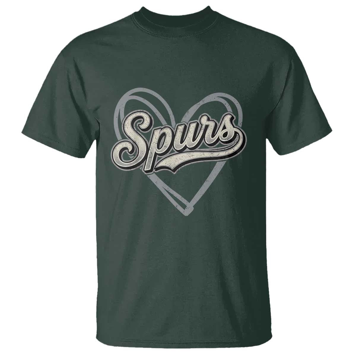 Vintage Spurs Name Script Heart T Shirt for Sports Fan TS02 Dark Forest Green Print Your Wear