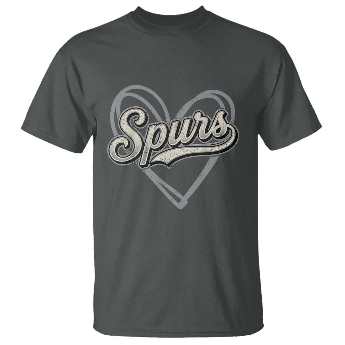 Vintage Spurs Name Script Heart T Shirt for Sports Fan TS02 Dark Heather Print Your Wear